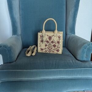 Chic Beige Floral Satchel